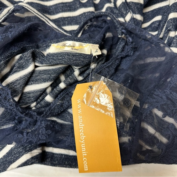 New with Tags Andrée by Unit Blue dress with lace neckline details size Large - Picture 8 of 10